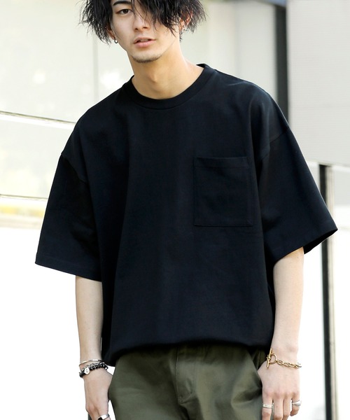 Beno（ビーノ）の「10.2ozヘビーウェイト ルーズシルエット ポケット Tシャツ（Tシャツ/カットソー・メンズ・ブラック/オフホワイト/サックスブルー/アイボリー/ヘザーグレー/ラベンダー/オートミール/ライトイエロー/スモークピンク/グレイッシュベージュ・M/L/XL）」の4枚目の写真