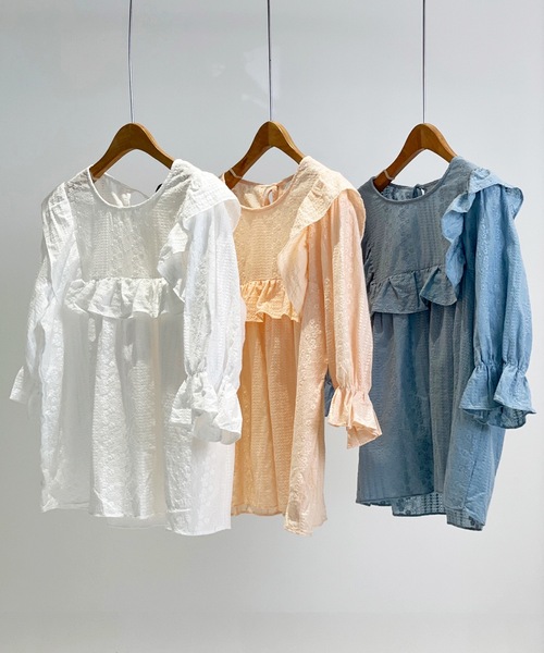 LUREM（ルアム）の「フリルレースブラウス（シャツ/ブラウス・レディース・ブルー/ライトベージュ/ホワイト・FREE）」の4枚目の写真