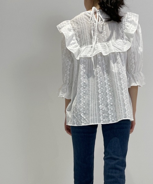 LUREM（ルアム）の「フリルレースブラウス（シャツ/ブラウス・レディース・ブルー/ライトベージュ/ホワイト・FREE）」の16枚目の写真