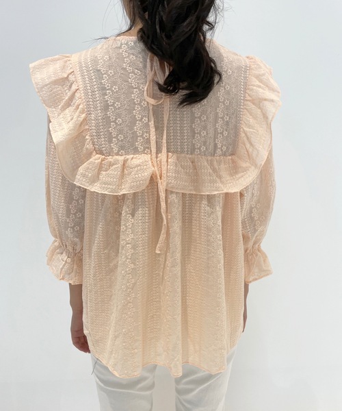 LUREM（ルアム）の「フリルレースブラウス（シャツ/ブラウス・レディース・ブルー/ライトベージュ/ホワイト・FREE）」の8枚目の写真