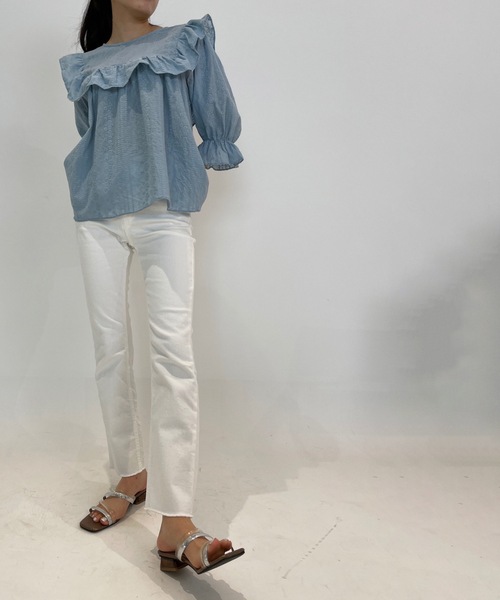 LUREM（ルアム）の「フリルレースブラウス（シャツ/ブラウス・レディース・ブルー/ライトベージュ/ホワイト・FREE）」の15枚目の写真