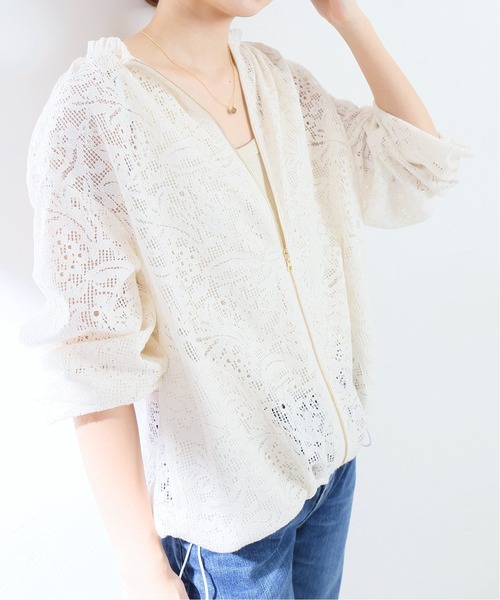 La TOTALITE（ラトータリテ）の「レース ブルゾン◆【手洗い可能】（ブルゾン・レディース・ホワイト/ブラック・FREE）」の2枚目の写真