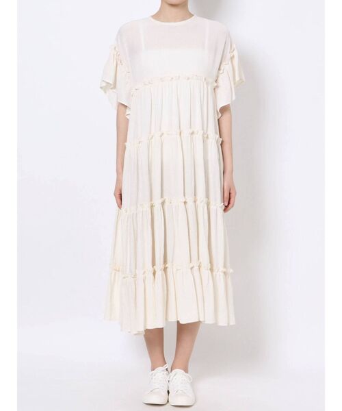 merry jenny（メリージェニー）の「バックリボンティアードワンピース（ワンピース・レディース・ブラック/ベージュ/オフホワイト/ピンク・FREE）」の9枚目の写真