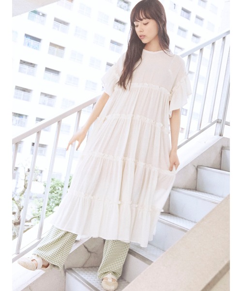 merry jenny（メリージェニー）の「バックリボンティアードワンピース（ワンピース・レディース・ブラック/ベージュ/オフホワイト/ピンク・FREE）」の18枚目の写真