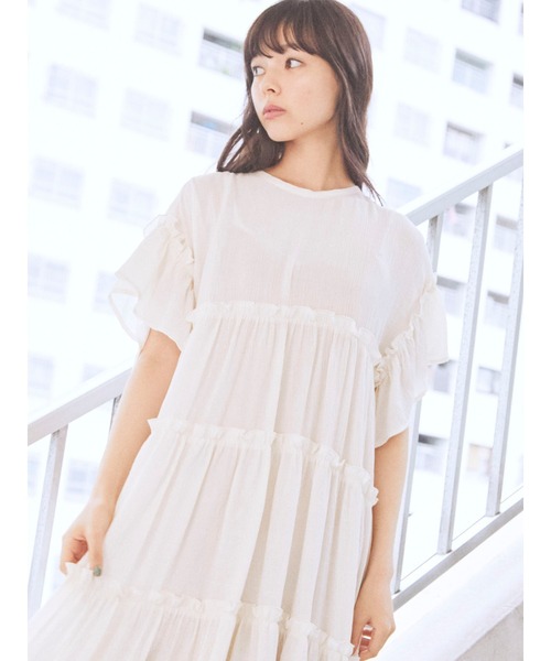 merry jenny（メリージェニー）の「バックリボンティアードワンピース（ワンピース・レディース・ブラック/ベージュ/オフホワイト/ピンク・FREE）」の21枚目の写真