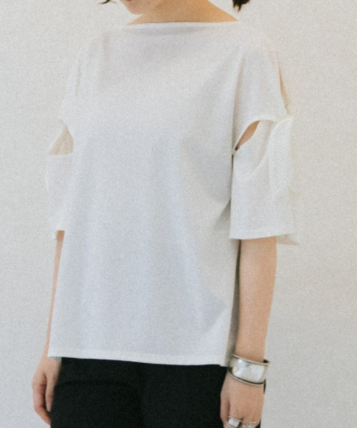 ACCL（エーシーシーエル）の「2WAY袖リボン サマーカットソー（Tシャツ/カットソー・レディース・ブラック/ホワイト・FREE）」の5枚目の写真