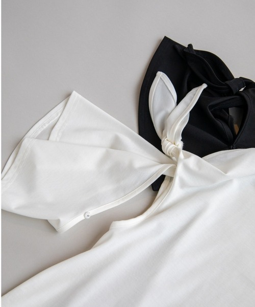 ACCL（エーシーシーエル）の「2WAY袖リボン サマーカットソー（Tシャツ/カットソー・レディース・ブラック/ホワイト・FREE）」の20枚目の写真