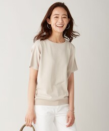【UVカット・洗える】Functional Cotton Blend 袖レース ニット