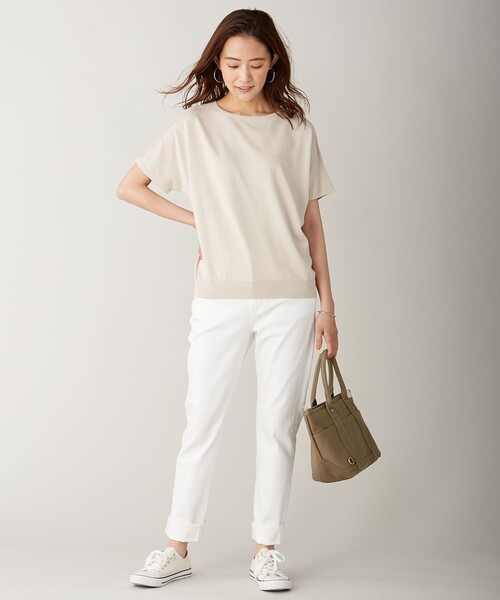 J.PRESS(ジェイプレス)の「【UVカット・洗える】Functional Cotton Blend 袖レース ニット(ニット/セーター・レディース・ピンク系/ターコイズブルー系/ベージュ系/ネイビー系・MEDIUM/LARGE)」の11枚目の写真