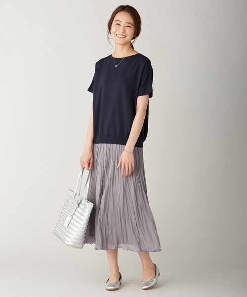 J.PRESS(ジェイプレス)の「【UVカット・洗える】Functional Cotton Blend 袖レース ニット(ニット/セーター・レディース・ピンク系/ターコイズブルー系/ベージュ系/ネイビー系・MEDIUM/LARGE)」の9枚目の写真