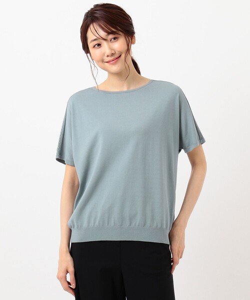 J.PRESS(ジェイプレス)の「【UVカット・洗える】Functional Cotton Blend 袖レース ニット(ニット/セーター・レディース・ピンク系/ターコイズブルー系/ベージュ系/ネイビー系・MEDIUM/LARGE)」の6枚目の写真