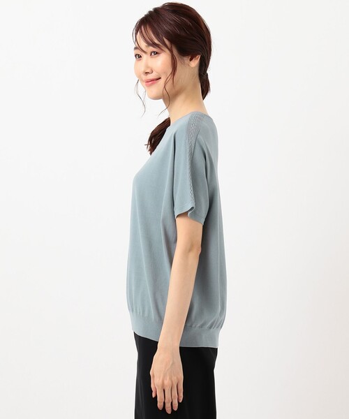 J.PRESS(ジェイプレス)の「【UVカット・洗える】Functional Cotton Blend 袖レース ニット(ニット/セーター・レディース・ピンク系/ターコイズブルー系/ベージュ系/ネイビー系・MEDIUM/LARGE)」の12枚目の写真