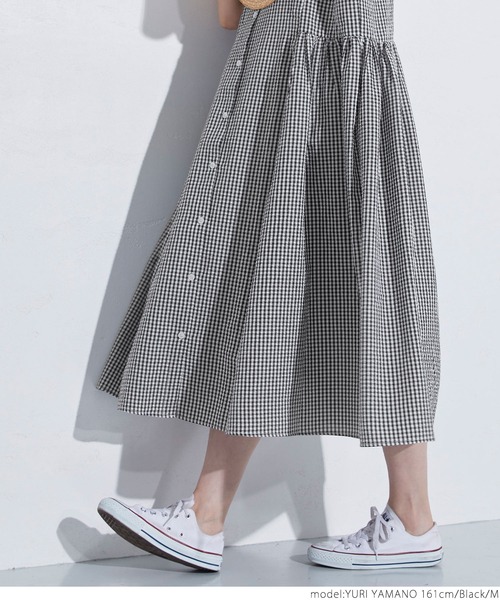 coca(coca)(コカ)の「ギンガムチェックシャツワンピース(ワンピース・レディース・ブラック・M/L)」の5枚目の写真