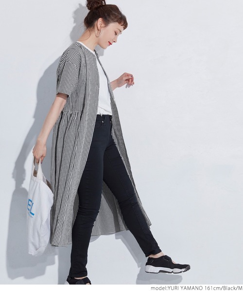 coca(coca)(コカ)の「ギンガムチェックシャツワンピース(ワンピース・レディース・ブラック・M/L)」の9枚目の写真