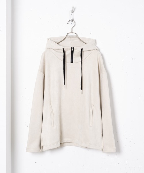 CASPER JOHN（キャスパージョン）の「Boa Bonding Suede High-neck Hoodie/ボアボンディングスウェードハイネックパーカー（パーカー・メンズ・チャコールグレー/ベージュ・SMALL/MEDIUM/LARGE）」の16枚目の写真