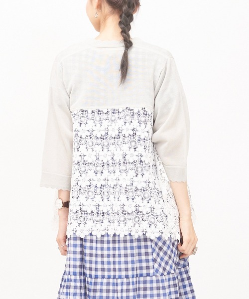 AS KNOW AS de base(アズノゥアズドゥバズ)の「スカラレース&ニットカーディガン(カーディガン/ボレロ・レディース・グレー/オフホワイト/ラベンダー・FREE)」の9枚目の写真