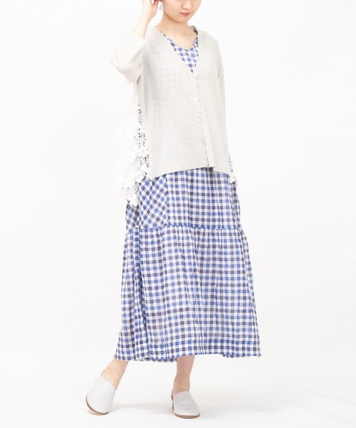 AS KNOW AS de base(アズノゥアズドゥバズ)の「スカラレース&ニットカーディガン(カーディガン/ボレロ・レディース・グレー/オフホワイト/ラベンダー・FREE)」の10枚目の写真