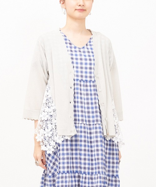 AS KNOW AS de base(アズノゥアズドゥバズ)の「スカラレース&ニットカーディガン(カーディガン/ボレロ・レディース・グレー/オフホワイト/ラベンダー・FREE)」の11枚目の写真