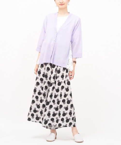 AS KNOW AS de base(アズノゥアズドゥバズ)の「スカラレース&ニットカーディガン(カーディガン/ボレロ・レディース・グレー/オフホワイト/ラベンダー・FREE)」の20枚目の写真