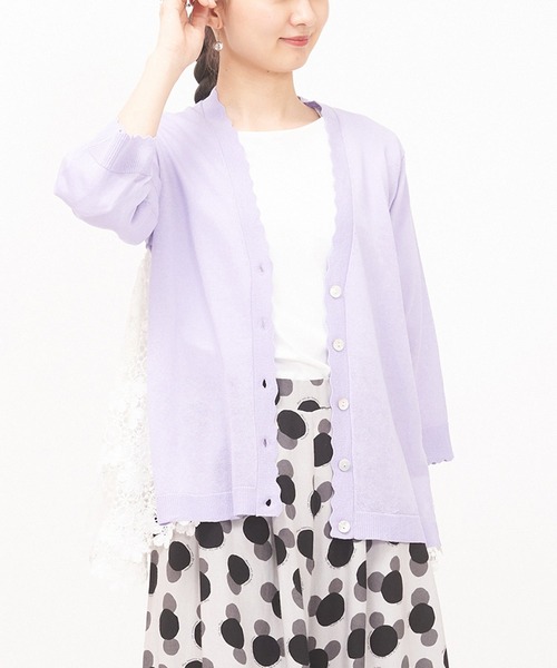 AS KNOW AS de base(アズノゥアズドゥバズ)の「スカラレース&ニットカーディガン(カーディガン/ボレロ・レディース・グレー/オフホワイト/ラベンダー・FREE)」の21枚目の写真