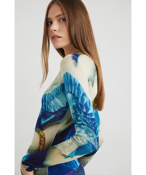 Desigual（デシグアル）の「アーティ 長袖Tシャツ FLORENCIA（Tシャツ/カットソー・レディース・ブルー・2L/S/M/L）」の6枚目の写真