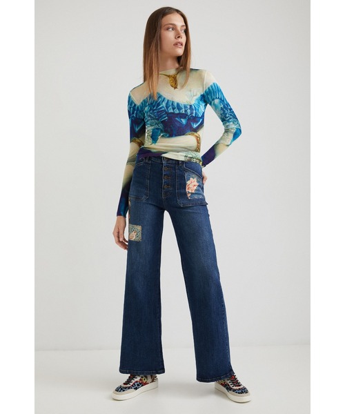 Desigual（デシグアル）の「アーティ 長袖Tシャツ FLORENCIA（Tシャツ/カットソー・レディース・ブルー・2L/S/M/L）」の10枚目の写真