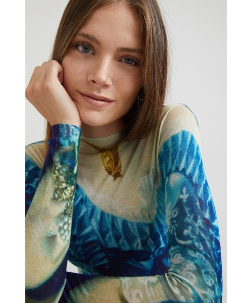 Desigual（デシグアル）の「アーティ 長袖Tシャツ FLORENCIA（Tシャツ/カットソー・レディース・ブルー・2L/S/M/L）」の5枚目の写真