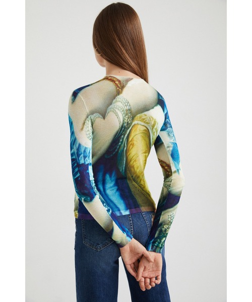 Desigual（デシグアル）の「アーティ 長袖Tシャツ FLORENCIA（Tシャツ/カットソー・レディース・ブルー・2L/S/M/L）」の4枚目の写真