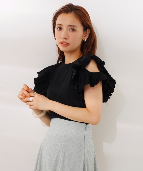 NICE CLAUP フリルセットアップ ブラック・ホワイト one after another NICE CLAUP/【one after another
