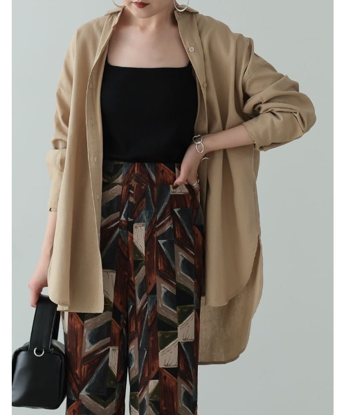 涼感リネンブレンドオーバーサイズシャツ