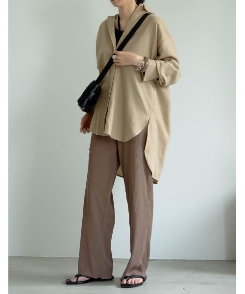 涼感リネンブレンドオーバーサイズシャツ