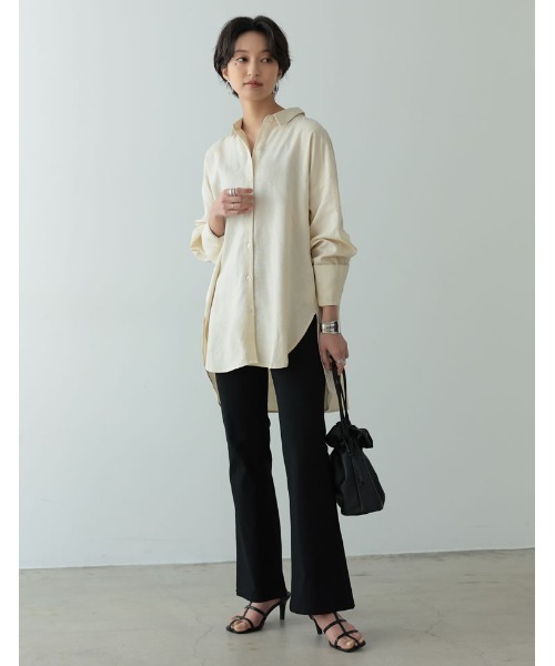 涼感リネンブレンドオーバーサイズシャツ