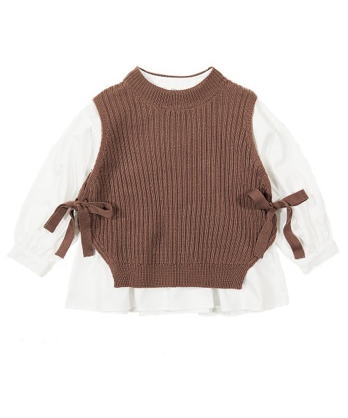devirock（デビロック）の「ニットベスト＆長袖シャツセット（ニット/セーター・キッズ・ベージュ/モカ/グレー系その他・110cm/100cm/120cm/130cm/140cm/150cm/160cm）」の4枚目の写真