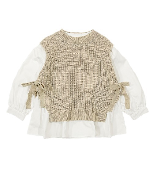 devirock（デビロック）の「ニットベスト＆長袖シャツセット（ニット/セーター・キッズ・ベージュ/モカ/グレー系その他・110cm/100cm/120cm/130cm/140cm/150cm/160cm）」の6枚目の写真