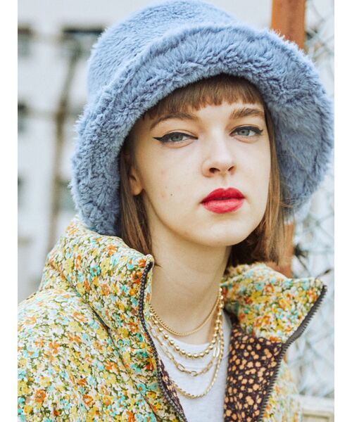 jouetie（ジュエティ）の「カラーファーハット【バケットハット】（ハット・レディース・ブラック/グリーン/ブルー・FREE）」の3枚目の写真