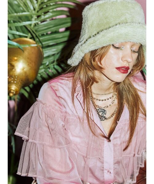 jouetie（ジュエティ）の「カラーファーハット【バケットハット】（ハット・レディース・ブラック/グリーン/ブルー・FREE）」の6枚目の写真