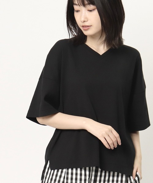 GRANDMA MAMA DAUGHTER（グランマママドーター）の「∴【GRANDMA MAMA DAUGHTER / グランママドーター】VNワイドカットソー TC2014701（Tシャツ/カットソー・レディース・ブラック/ネイビー・1/0）」の7枚目の写真