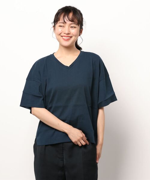 GRANDMA MAMA DAUGHTER（グランマママドーター）の「∴【GRANDMA MAMA DAUGHTER / グランママドーター】VNワイドカットソー TC2014701（Tシャツ/カットソー・レディース・ブラック/ネイビー・1/0）」の12枚目の写真