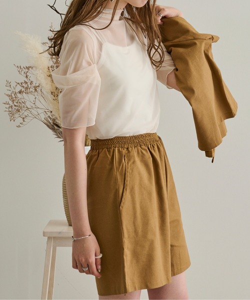 Ambre Neige(アンブルネージュ)の「シアーハイネックトップス/【WEB/EC限定商品】(シャツ/ブラウス・レディース・ホワイト/ブラック/ライトブラウン/グリーン系その他・FREE)」の2枚目の写真