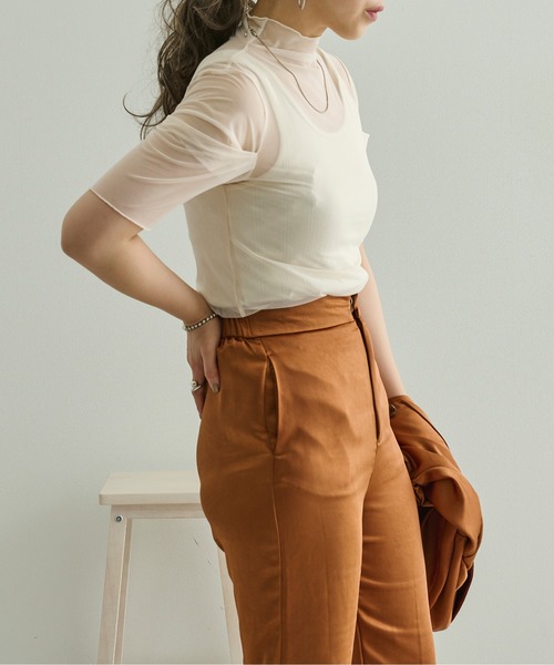 Ambre Neige(アンブルネージュ)の「シアーハイネックトップス/【WEB/EC限定商品】(シャツ/ブラウス・レディース・ホワイト/ブラック/ライトブラウン/グリーン系その他・FREE)」の14枚目の写真