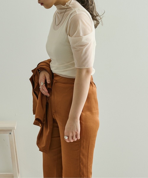 Ambre Neige(アンブルネージュ)の「シアーハイネックトップス/【WEB/EC限定商品】(シャツ/ブラウス・レディース・ホワイト/ブラック/ライトブラウン/グリーン系その他・FREE)」の15枚目の写真