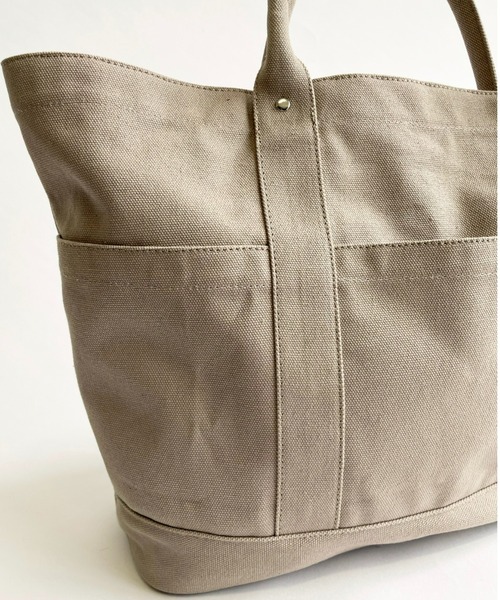 Libra Cue（リブラ キュー）の「ビッグキャンバストートバック（トートバッグ・レディース・グレイッシュベージュ/ネイビー・FREE）」の20枚目の写真