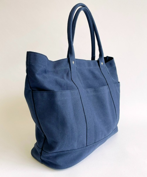 Libra Cue（リブラ キュー）の「ビッグキャンバストートバック（トートバッグ・レディース・グレイッシュベージュ/ネイビー・FREE）」の10枚目の写真