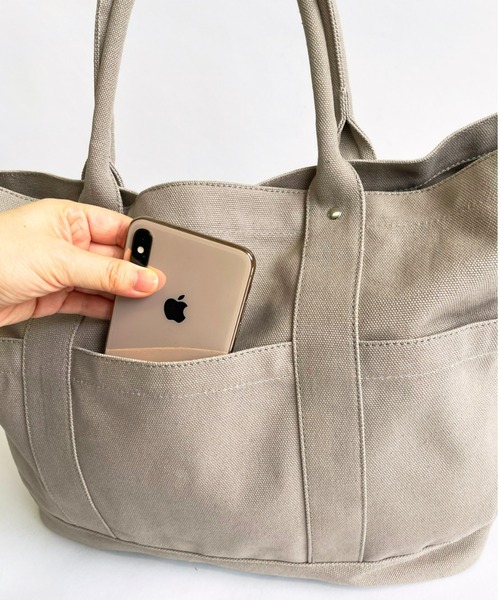 Libra Cue（リブラ キュー）の「ビッグキャンバストートバック（トートバッグ・レディース・グレイッシュベージュ/ネイビー・FREE）」の22枚目の写真