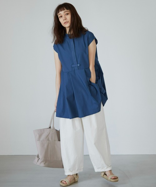 Libra Cue（リブラ キュー）の「ビッグキャンバストートバック（トートバッグ・レディース・グレイッシュベージュ/ネイビー・FREE）」の14枚目の写真