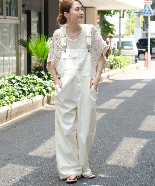 CIAOPANIC TYPY（チャオパニックティピー）の「バックサテンワイドオーバーオール（サロペット/オーバーオール・レディース・チャコールグレー/カーキ/オフホワイト・MEDIUM/SMALL）」の4枚目の写真