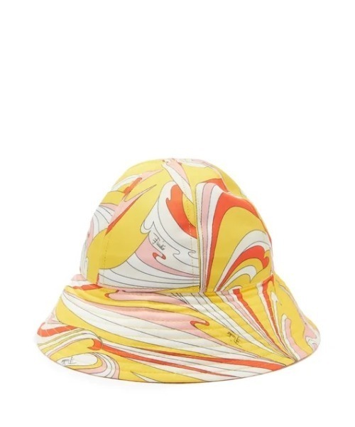 EMILIO PUCCI エミリオプッチ ハット つば広 エミリオプッチ つば広 麦わら帽子(ストローハット) オレンジ