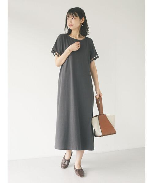 CRAFT STANDARD BOUTIQUE(クラフトスタンダードブティック)の「タッセルフリンジスリーブカットワンピース *(ワンピース・レディース・チャコールグレー/ライトグレー/ブラウン・FREE)」の14枚目の写真