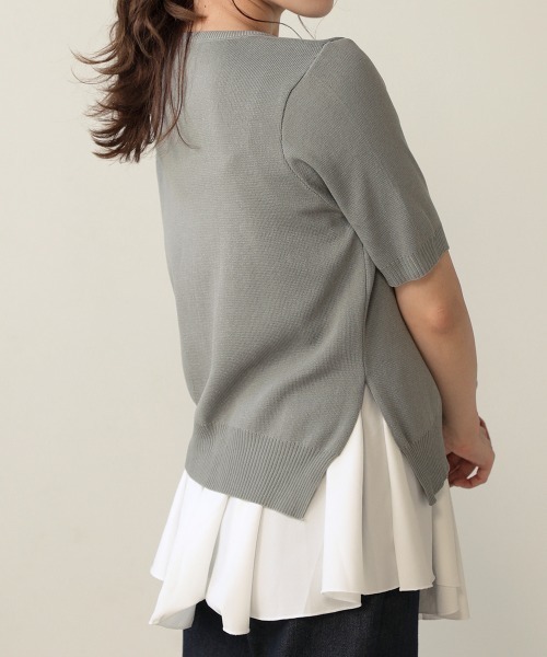 Bou Jeloud（ブージュルード）の「レイヤードシャツ+アシメヘムニットＳＥＴ（ニット/セーター・レディース・ブラック/ネイビー/グレー/イエロー・FREE）」の11枚目の写真