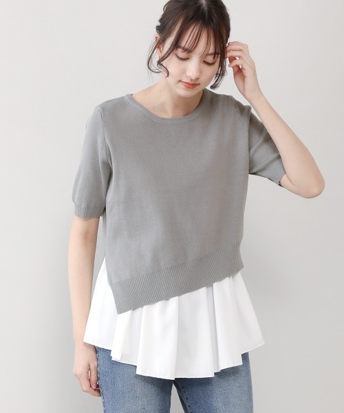 Bou Jeloud（ブージュルード）の「レイヤードシャツ+アシメヘムニットＳＥＴ（ニット/セーター・レディース・ブラック/ネイビー/グレー/イエロー・FREE）」の20枚目の写真